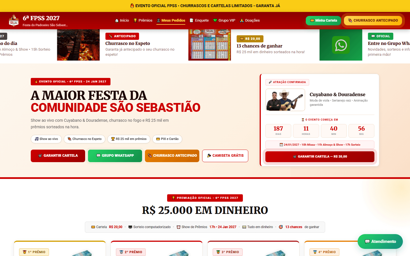 Captura de tela do projeto 6ª Festa do Padroeiro São Sebastião