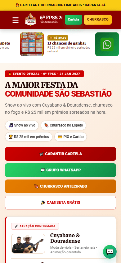 Tela do projeto 6ª Festa do Padroeiro São Sebastião